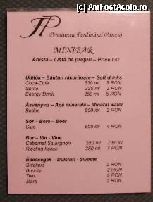 [P11] Pensiunea Ferdinand [Sf. Gheorghe, CV] - preţurile de la minibar; mai mult decât foarte decente! » foto by Dragoș_MD
 - 
<span class="allrVoted glyphicon glyphicon-heart hidden" id="av282833"></span>
<a class="m-l-10 hidden" id="sv282833" onclick="voting_Foto_DelVot(,282833,10726)" role="button">șterge vot <span class="glyphicon glyphicon-remove"></span></a>
<a id="v9282833" class=" c-red"  onclick="voting_Foto_SetVot(282833)" role="button"><span class="glyphicon glyphicon-heart-empty"></span> <b>LIKE</b> = Votează poza</a> <img class="hidden"  id="f282833W9" src="/imagini/loader.gif" border="0" /><span class="AjErrMes hidden" id="e282833ErM"></span>