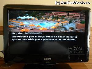 [P02] atentia la detalii : la pornire TV-ul afiseaza un mesaj personalizat cu numele turistului » foto by axel114
 - 
<span class="allrVoted glyphicon glyphicon-heart hidden" id="av560512"></span>
<a class="m-l-10 hidden" id="sv560512" onclick="voting_Foto_DelVot(,560512,11139)" role="button">șterge vot <span class="glyphicon glyphicon-remove"></span></a>
<a id="v9560512" class=" c-red"  onclick="voting_Foto_SetVot(560512)" role="button"><span class="glyphicon glyphicon-heart-empty"></span> <b>LIKE</b> = Votează poza</a> <img class="hidden"  id="f560512W9" src="/imagini/loader.gif" border="0" /><span class="AjErrMes hidden" id="e560512ErM"></span>