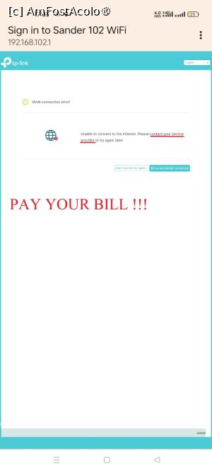 [P23] Nu si-am plătit factura la internet » foto by Om bun
 - 
<span class="allrVoted glyphicon glyphicon-heart hidden" id="av1516748"></span>
<a class="m-l-10 hidden" id="sv1516748" onclick="voting_Foto_DelVot(,1516748,29241)" role="button">șterge vot <span class="glyphicon glyphicon-remove"></span></a>
<a id="v91516748" class=" c-red"  onclick="voting_Foto_SetVot(1516748)" role="button"><span class="glyphicon glyphicon-heart-empty"></span> <b>LIKE</b> = Votează poza</a> <img class="hidden"  id="f1516748W9" src="/imagini/loader.gif" border="0" /><span class="AjErrMes hidden" id="e1516748ErM"></span>